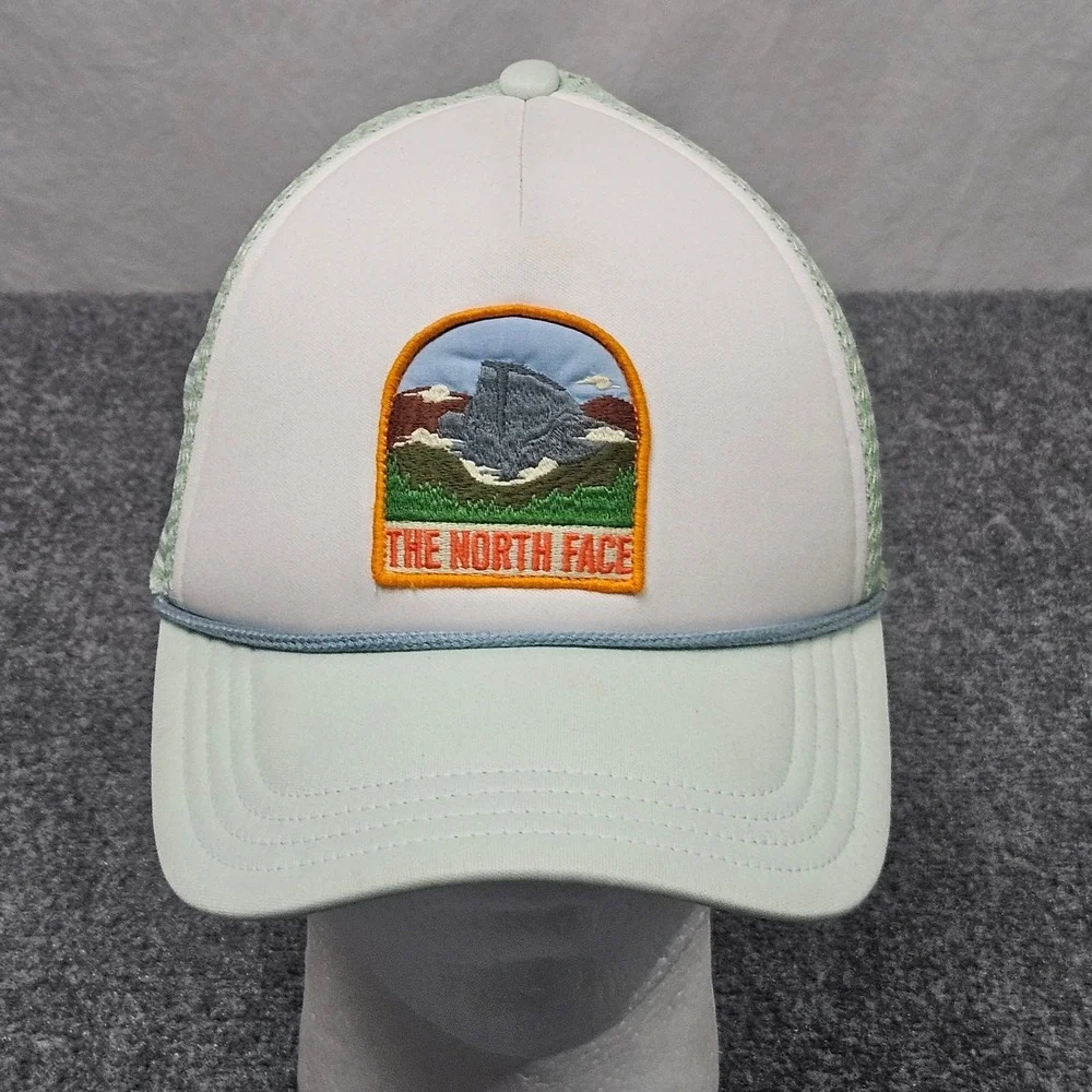 The North Face Trucker Hat Unisex OS Mint Green White Patch Snapback Mesh Cap